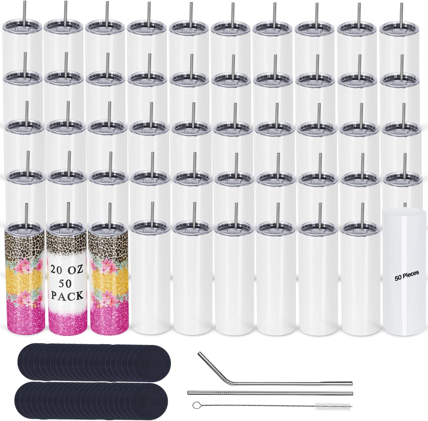 Tumbler 20Oz White - Paquete de 50 vasos de sublimación